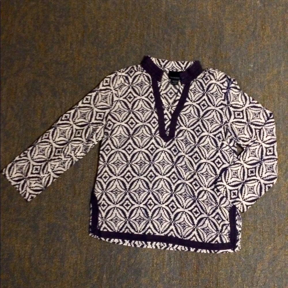 Cynthia Rowley top navy white boho style